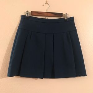 J. Crew Blue Pleated Wool Skirt